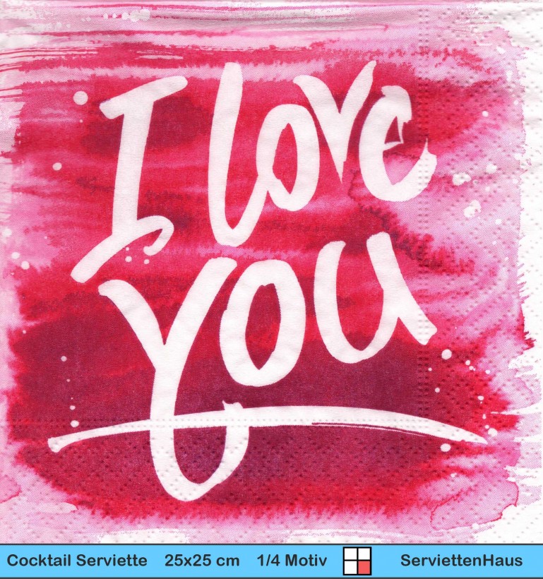 I love you - 1 Cocktail Serviette